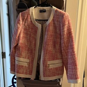 Karl Lagerfeld Pink and Cream Tweed Blazer